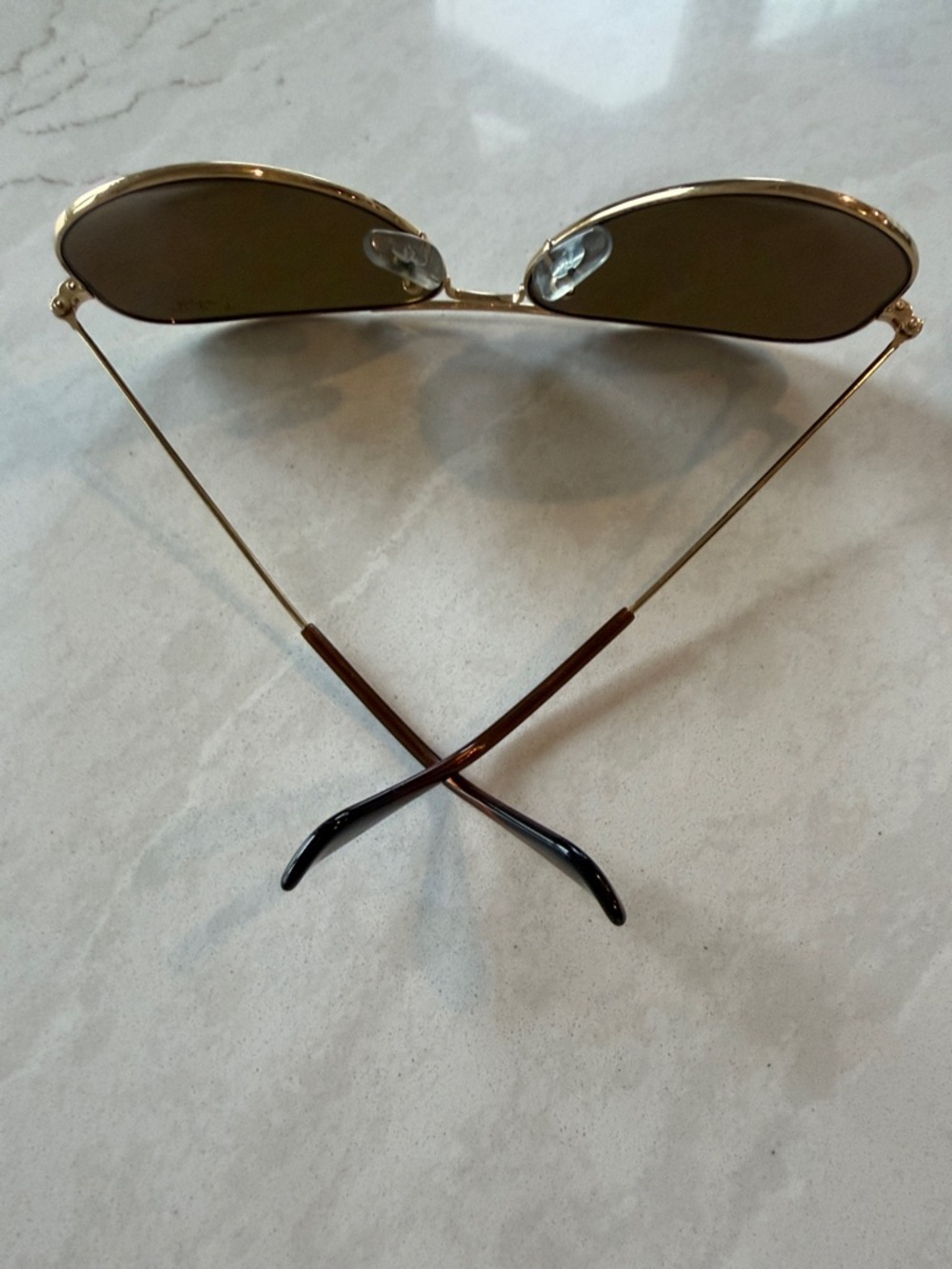 Gold Frame Women's Aviator Sunglasses with Amber Lenses - Picture 3 of 6